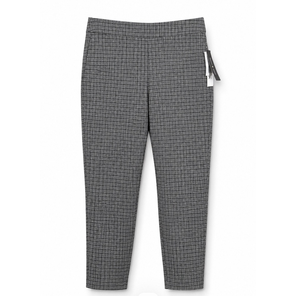 Violets & Roses Plaid Slim Ankle Pants Size 6/28 NWT Black White Stretch